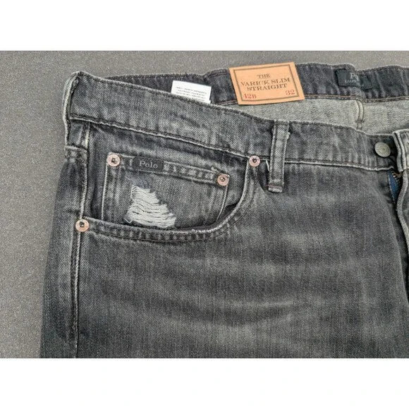 Polo Ralph Lauren “The Varick Slim” Men’s 42x32 Patchwork Graphic Jeans NWT - Picture 8 of 15